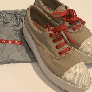 Authentic Prada Linea Rossa platform sneakers